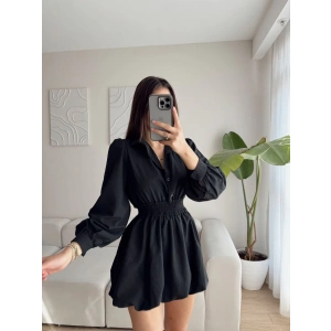 Gipeli Balon Elbise - SİYAH