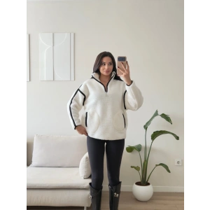 ZR Kontrast Teddy Sweat - BEYAZ