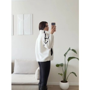 ZR Kontrast Teddy Sweat - BEYAZ
