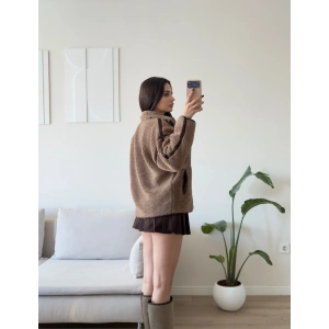 ZR Kontrast Teddy Sweat - KAHVE