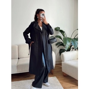 ZR Yaka Detay Trençkot - SİYAH