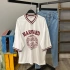 Ribanalı Oversize T-shirt-Beyaz