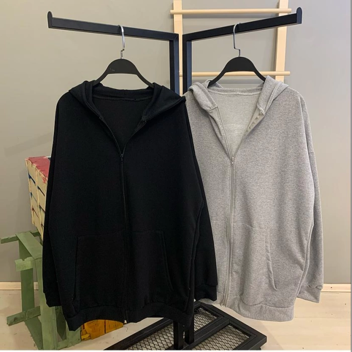 Sırt Baskı Oversize Hırka