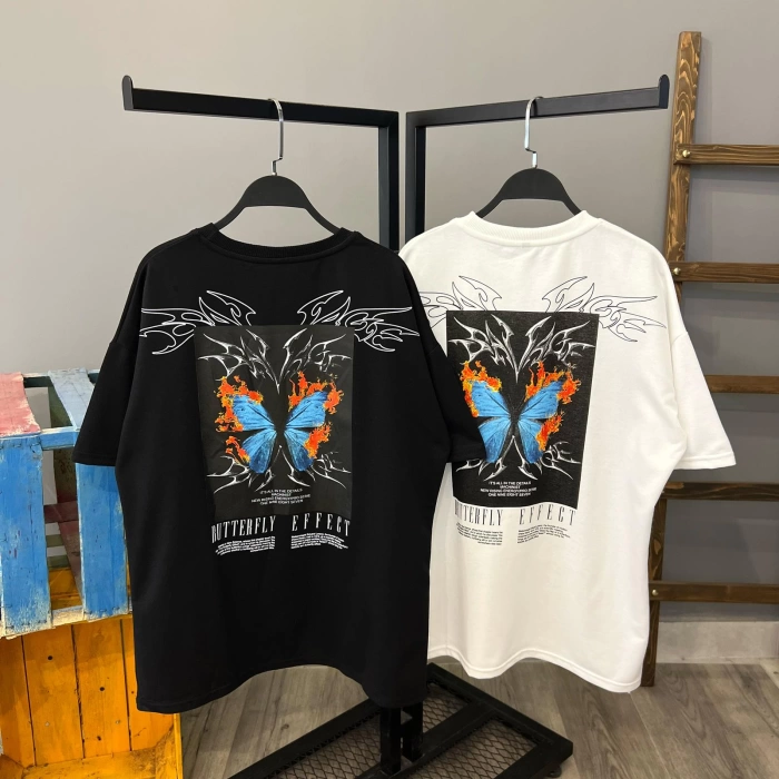 Sırt Baskı Effect Unisex T-shirt - Siyah
