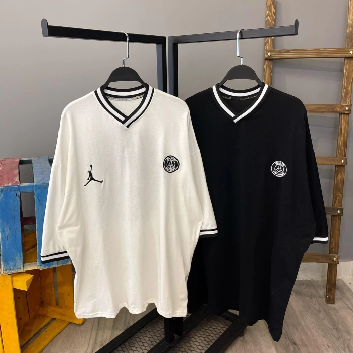 Sırt Baskı Ribanalı Oversize T-shirt-Beyaz