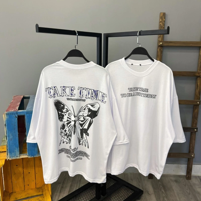 Take Time Oversize T-shirt-Beyaz