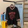 Ribanalı Oversize T-shirt-Siyah
