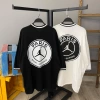 Sırt Baskı Ribanalı Oversize T-shirt-Beyaz