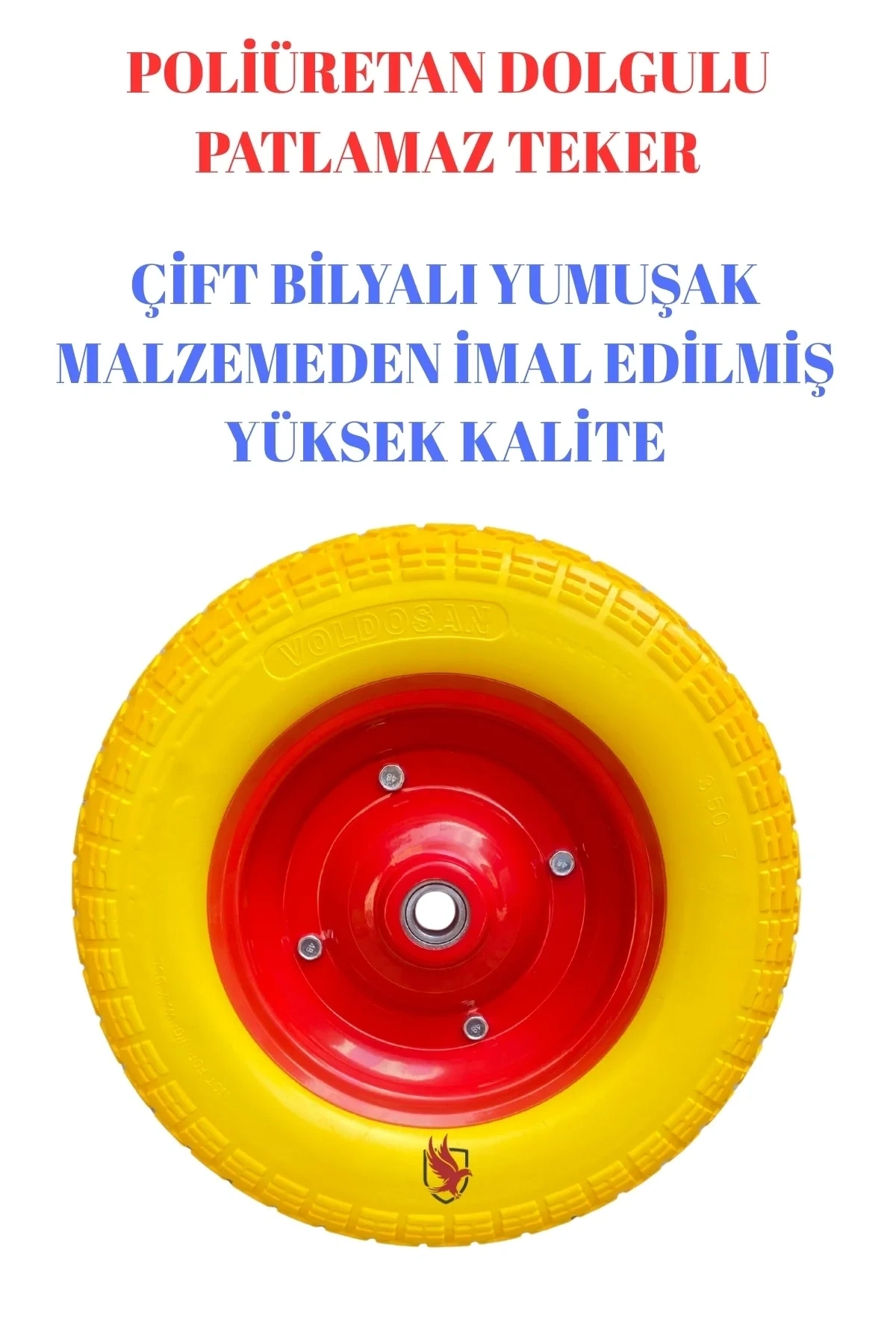 Adige Çift Bilyalı Patlamayan Yumuşak Dolgulu El Arabası Tekeri