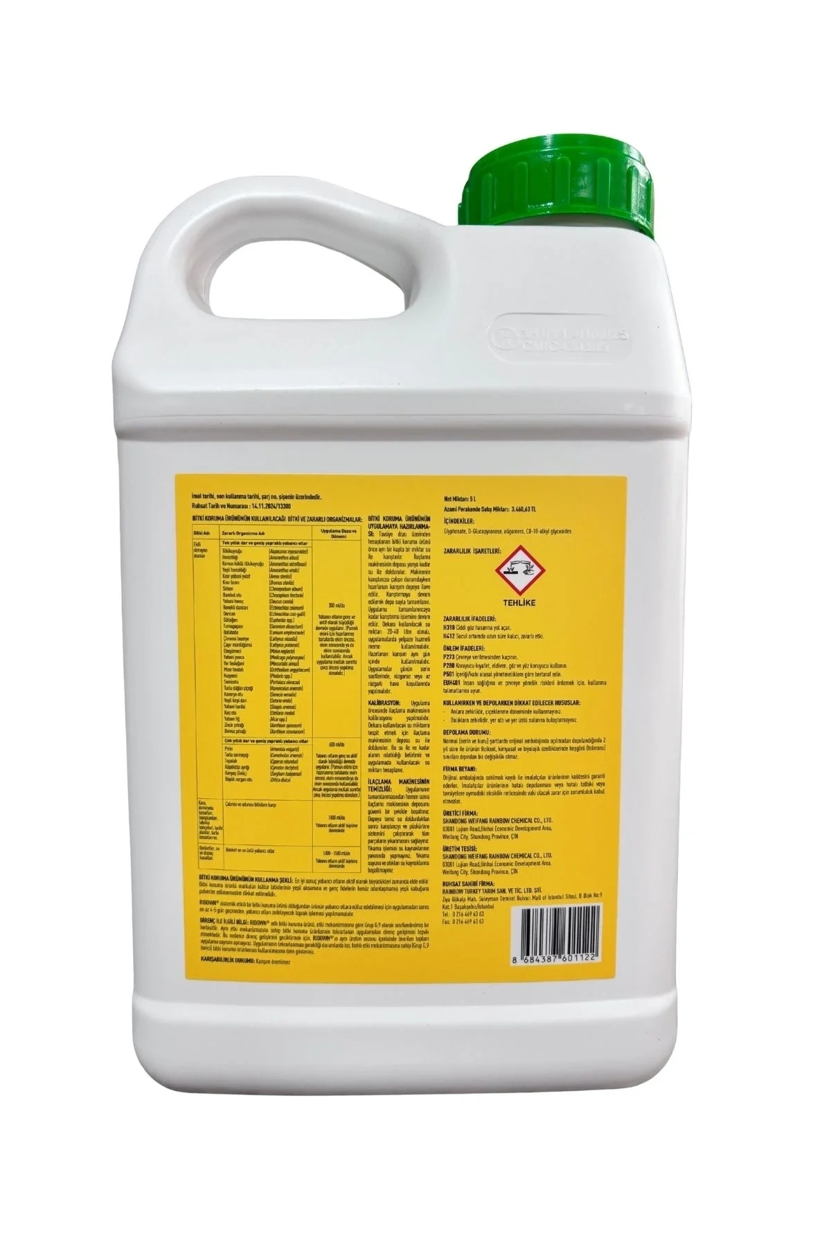 Raın-Ridown Herbisit Yabani Ot İlacı 5 Lt