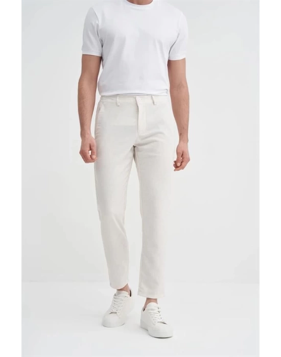 0035 Keten Erkek Jogger Pantolon Ekru