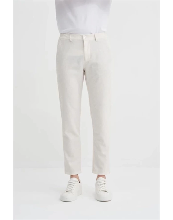 0035 Keten Erkek Jogger Pantolon Ekru