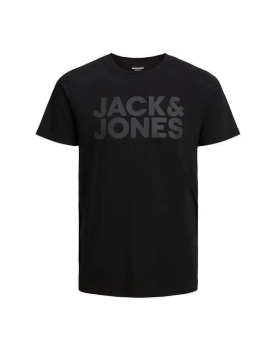 12151955 Bisiklet Yaka Baskılı Erkek T-Shirt Siyah-Siyah