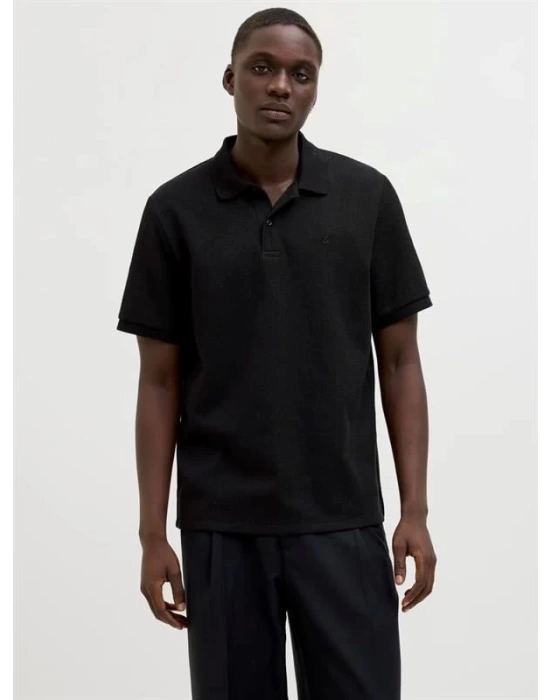 12268130 Likralı Polo Yaka Erkek Tshirt Siyah