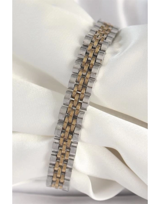 316L Çelik Gold Gümüş Renk Zincir Model Erkek Bileklik