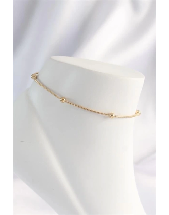 316L Çelik Gold Renk Minimal Topçuk Model Halhal