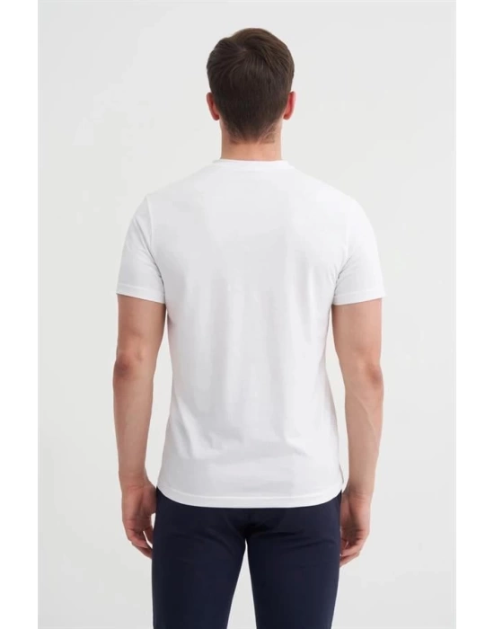 4624 Basıc V Yaka Erkek T-Shirt Beyaz