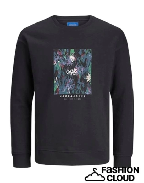Bisiklet Yaka Baskılı Sweatshirt