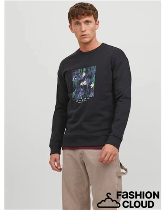 Bisiklet Yaka Baskılı Sweatshirt