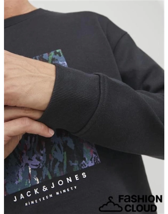 Bisiklet Yaka Baskılı Sweatshirt