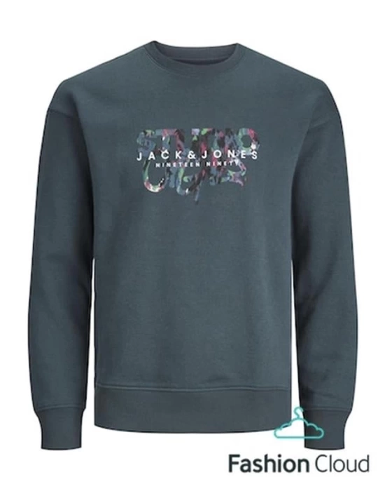 Bisiklet Yaka Baskılı Sweatshirt