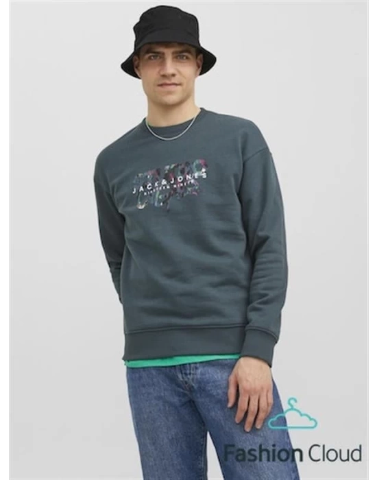 Bisiklet Yaka Baskılı Sweatshirt