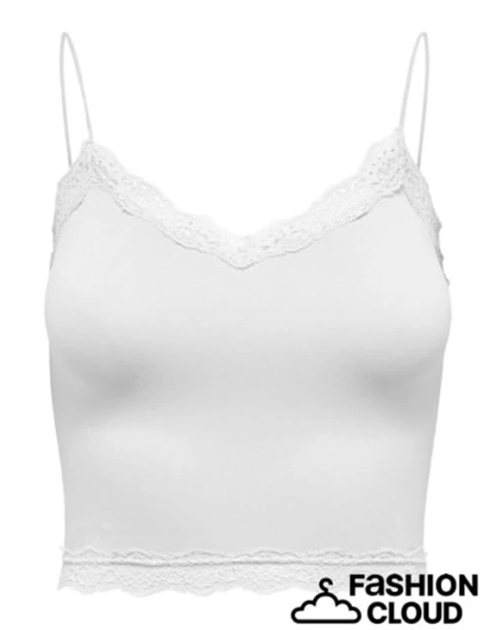 Dantel Yaka İp Askılı Crop