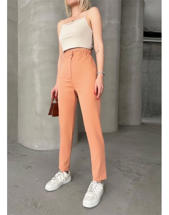 Beli lastikli karamel pantolon
