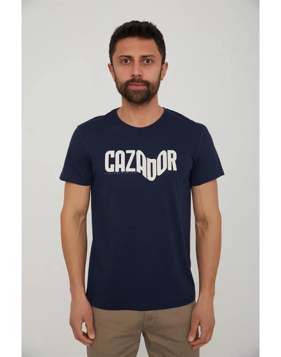 Bisiklet Yaka Baskılı Erkek T-Shirt