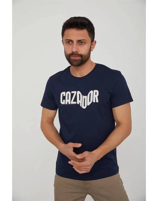 Bisiklet Yaka Baskılı Erkek T-Shirt