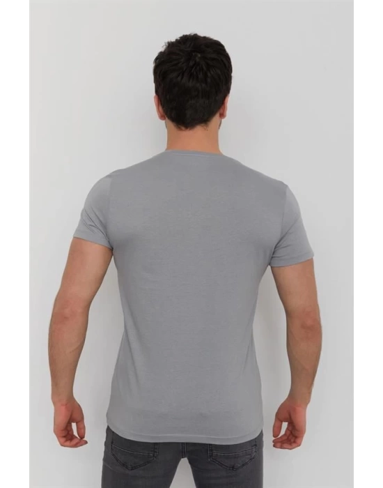 Bisiklet Yaka Baskılı Erkek T-Shirt
