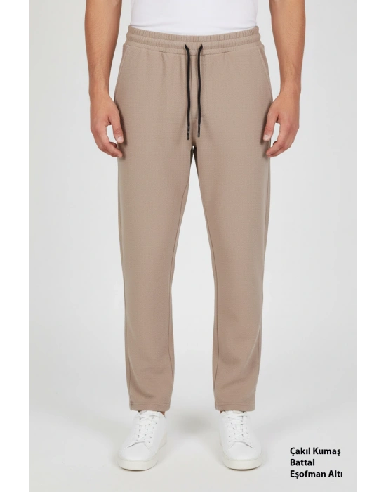 Çakıl Kumaş Battal Beden Düz Paça Erkek Eşofman Altı