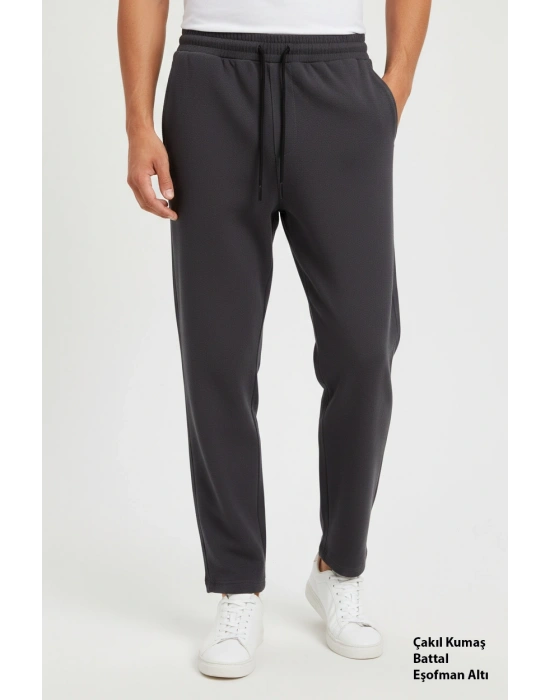 Çakıl Kumaş Battal Beden Düz Paça Erkek Eşofman Altı
