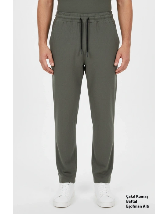 Çakıl Kumaş Battal Beden Düz Paça Erkek Eşofman Altı