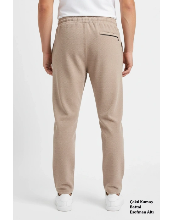 Çakıl Kumaş Battal Beden Düz Paça Erkek Eşofman Altı