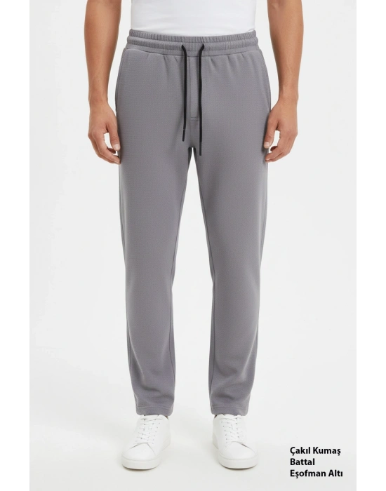 Çakıl Kumaş Battal Beden Düz Paça Erkek Eşofman Altı