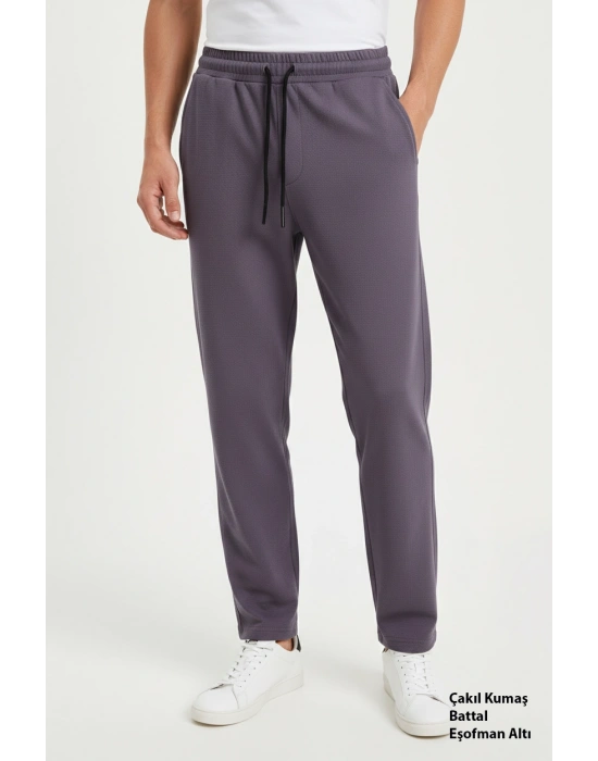 Çakıl Kumaş Battal Beden Düz Paça Erkek Eşofman Altı