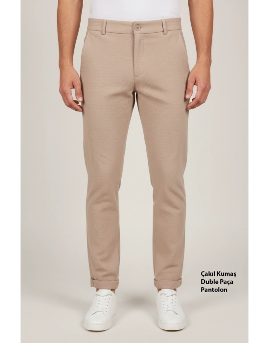 Çakıl Kumaş Duble Paça Erkek Pantolon