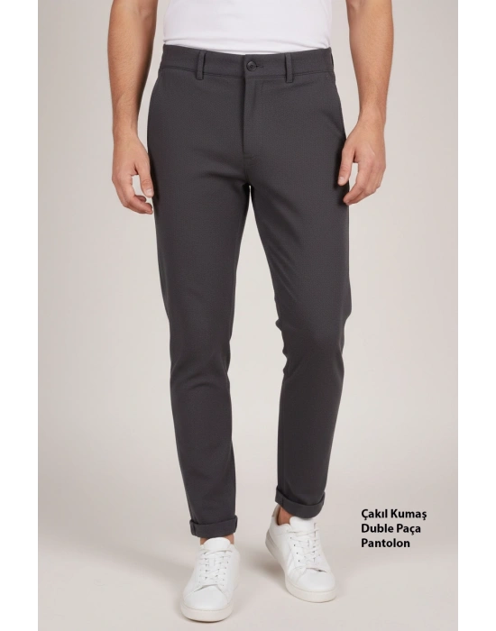 Çakıl Kumaş Duble Paça Erkek Pantolon