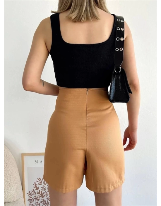 Dört çıtçıtlı Gabardin şort etek s249001