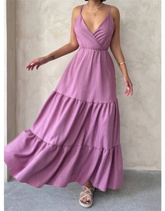 Fırfırlı katlı elbise s255049