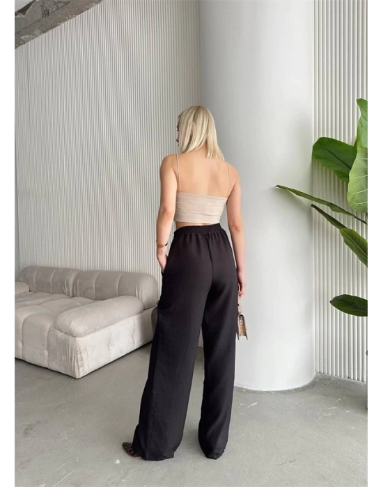 Flamlı kahve pantolon
