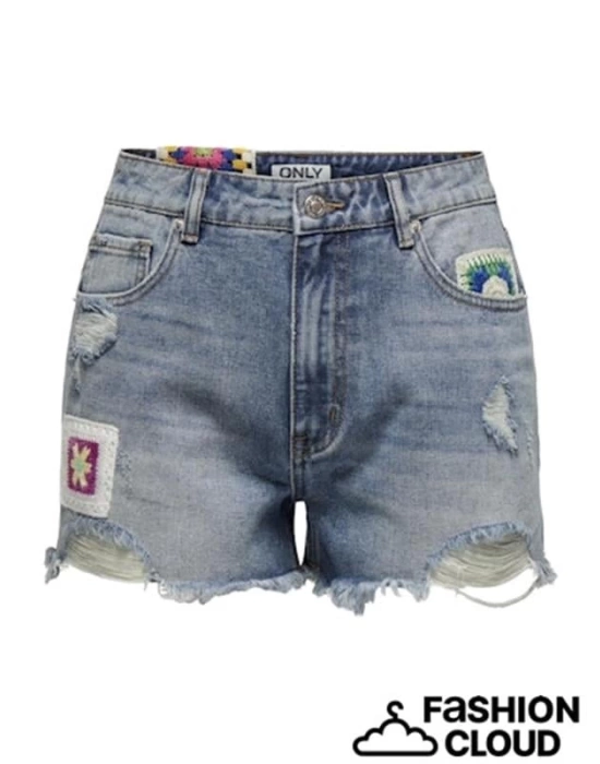 İşlemeli Denim Kadın Şort