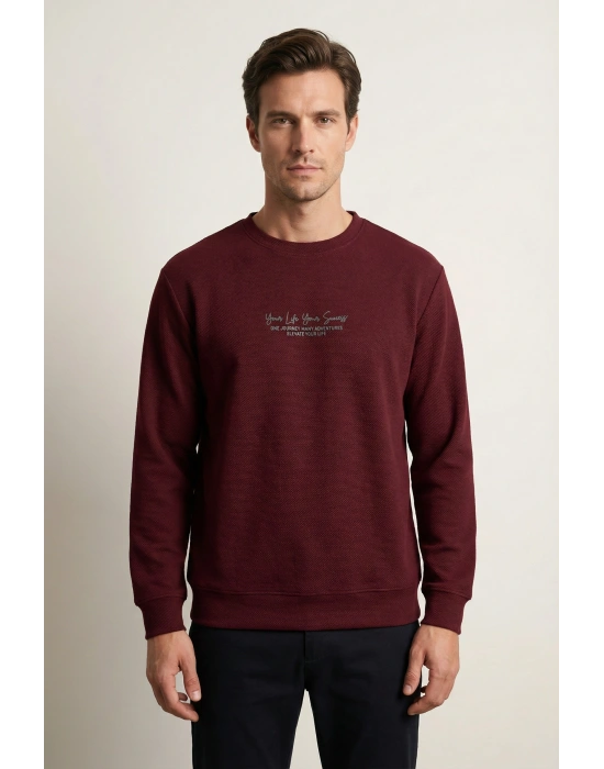 Life Serisi Çakıl Kumaş Sıfır Yaka Erkek Sweatshirt