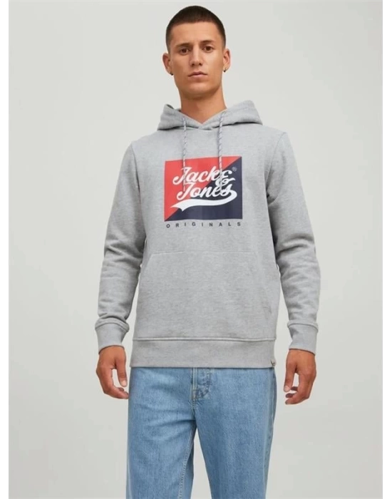 Logo Baskılı Kapüşonlu Erkek Sweatshirt