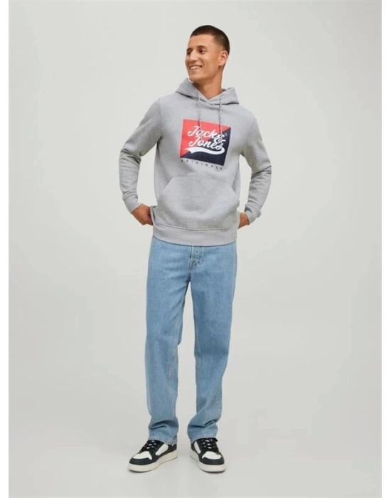Logo Baskılı Kapüşonlu Erkek Sweatshirt