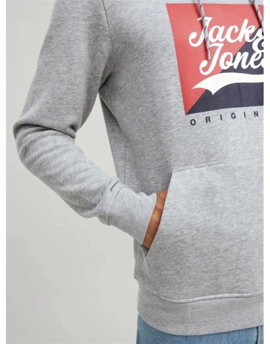 Logo Baskılı Kapüşonlu Erkek Sweatshirt
