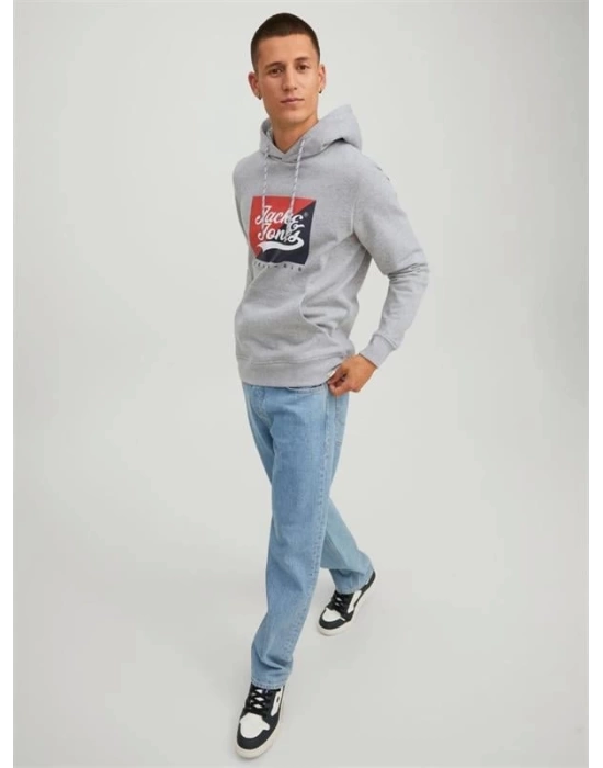Logo Baskılı Kapüşonlu Erkek Sweatshirt