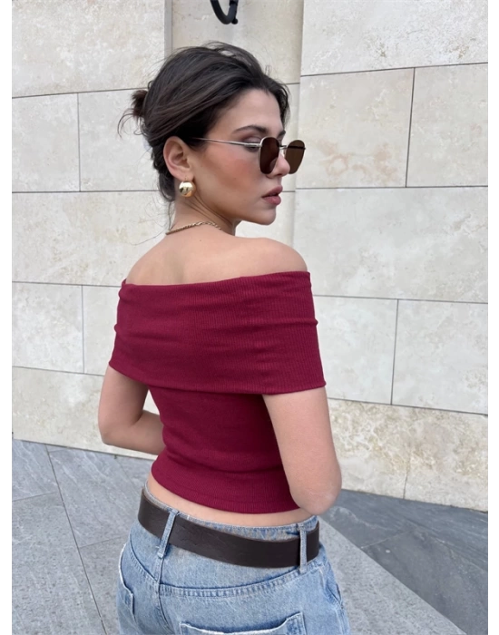 Madonna yaka sıfır kol bluz