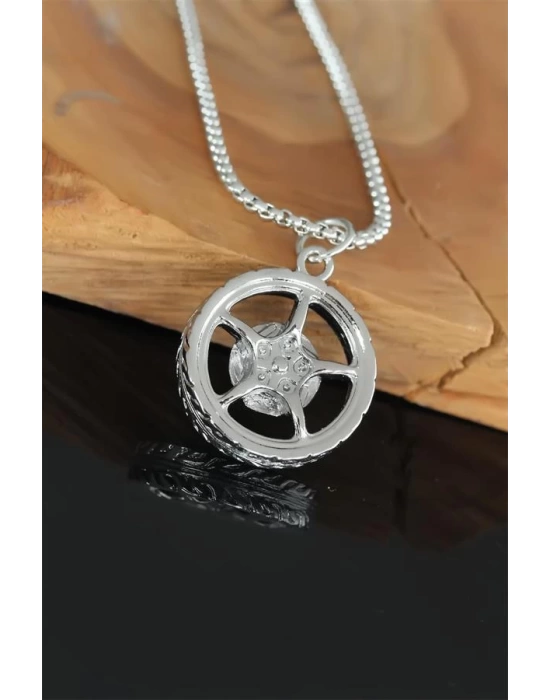 Medusa Tasarım Silver Renk Zincirli Erkek Kolye